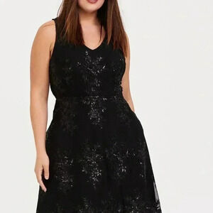 Torrid Size 20 Black Sequin Skater Dress | Party, Cocktail, Formal